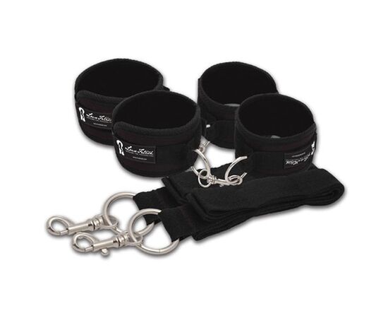 Две пары черных наручников, крепящиеся к матрасу, фото 
